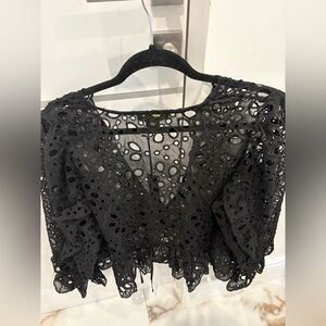 House of Harlow 1960 Black Crochet Blouse